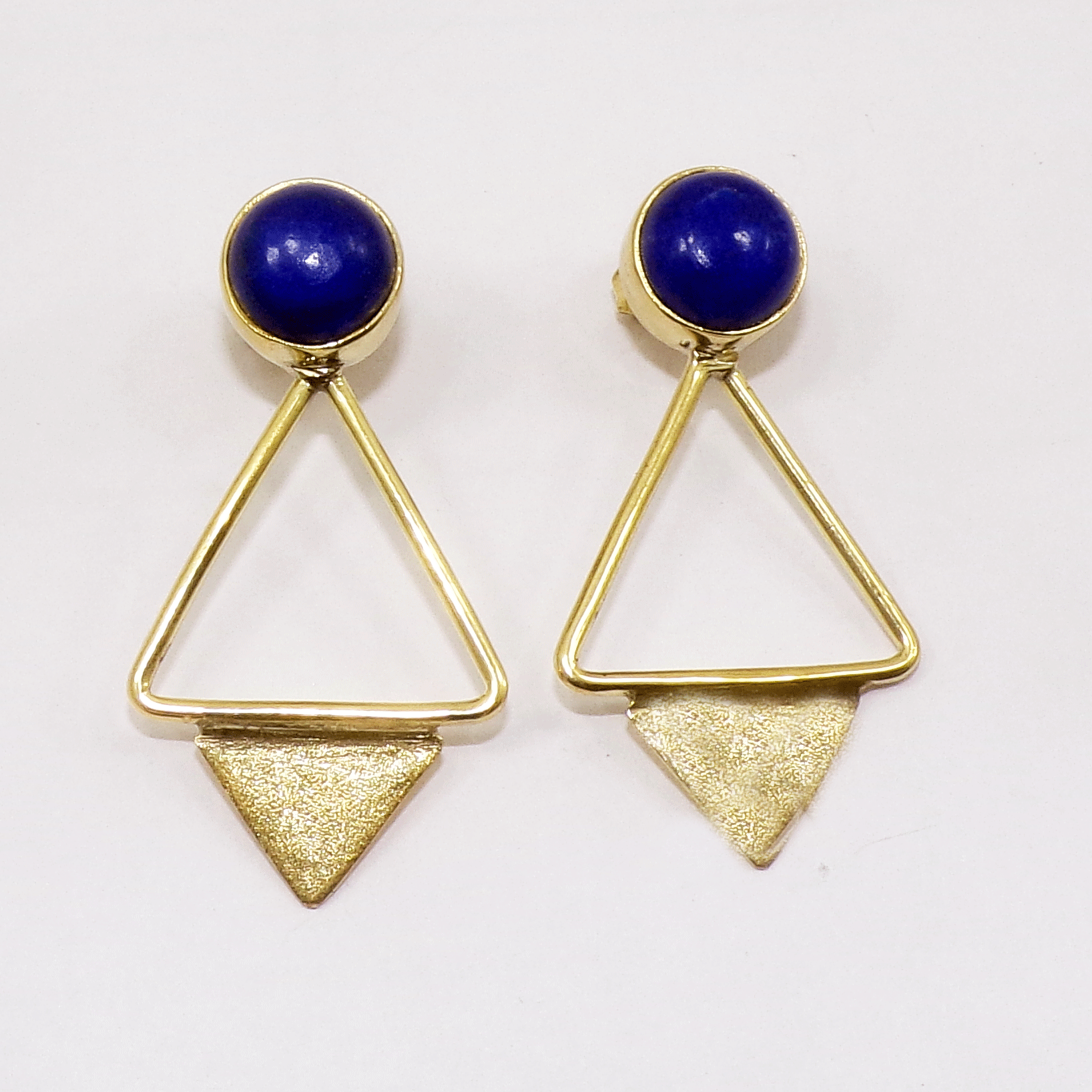 Elegant Lapis Lazuli Cab Stud Earring T - JBS999 New Year Collection Cab Round Shape With 18ct Gold Plating Stud Earring